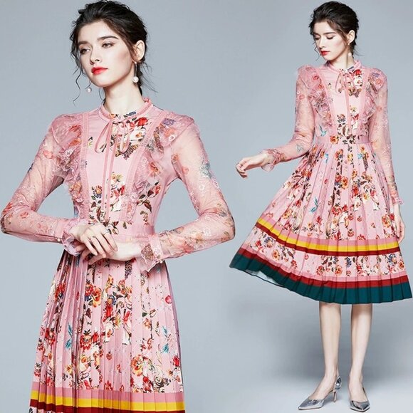 Keinmay Floral coquette pleated dress - Picture 3 of 12